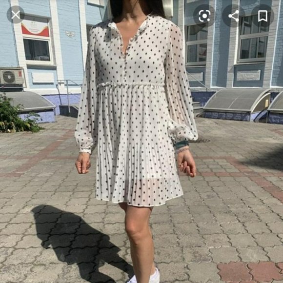Zara chiffon polka dot mini dress - Picture 2 of 3